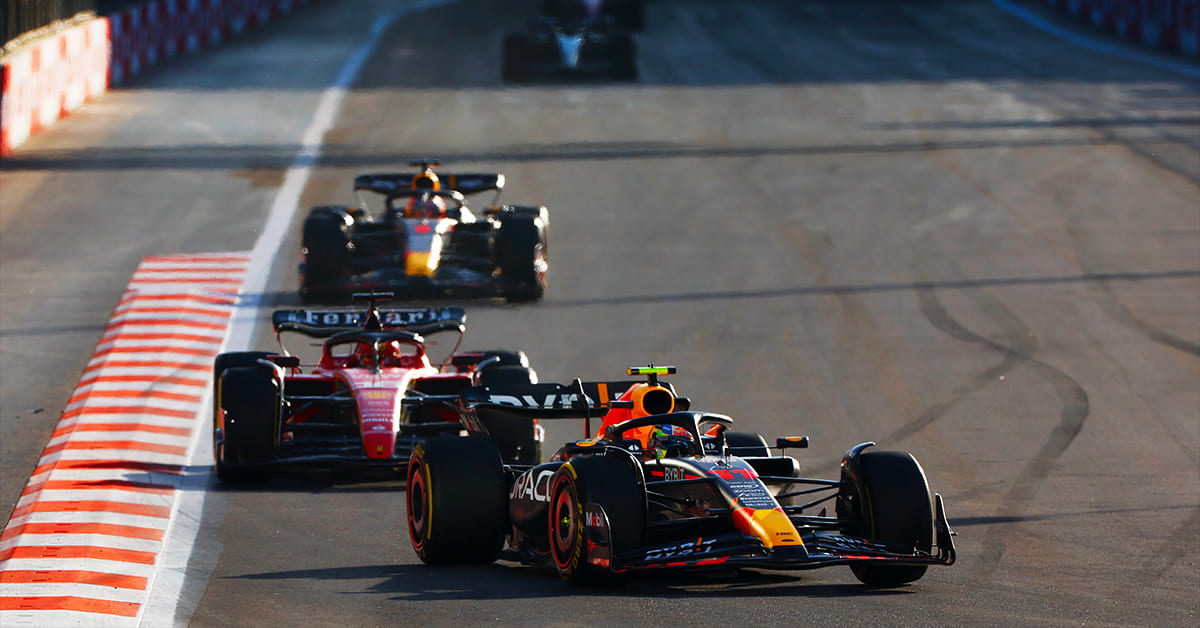 Course sprint – Victoire de Pérez devant la Ferrari de Leclerc
