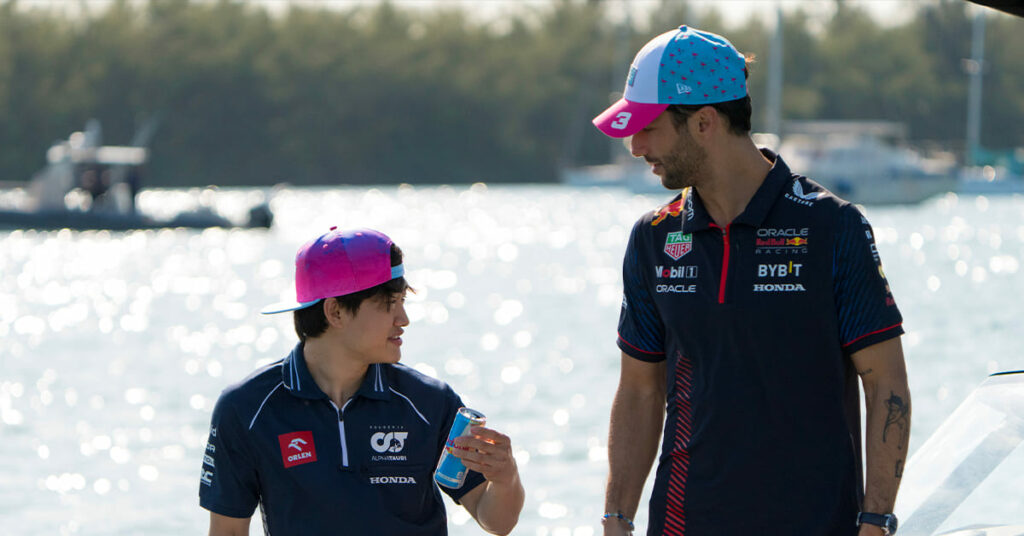 Tsunoda (AlphaTauri) et Ricciardo (Red Bull), Miami 2023 - ©️ Red Bull Content Pool