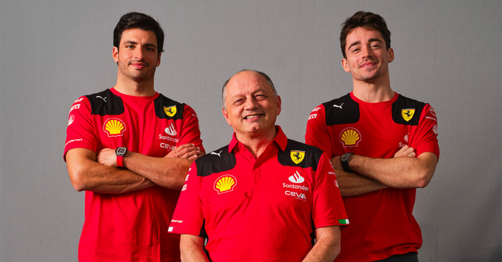Sainz, Vasseur et Leclerc, Ferrari 2023 - ©️ Ferrari