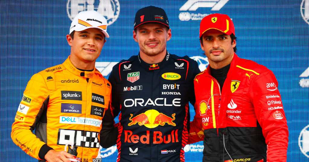 Verstappen (Red Bull), Sainz (Ferrari) et Norris (McLaren), Espagne 2023 - ©️ Red Bull Content Pool