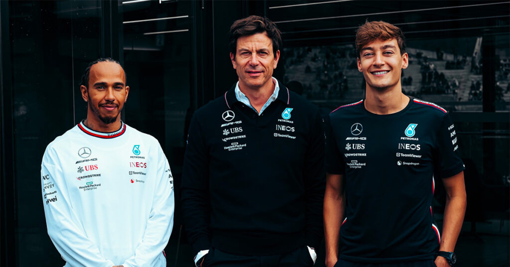 Hamilton, Wolff et Russell, Mercedes, 2023 - ©️ Mercedes